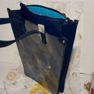 Clear tote bag (royal blue) 🌀🌀🌀🌀🌀🌀🌨️☔☔☔🌏🌌